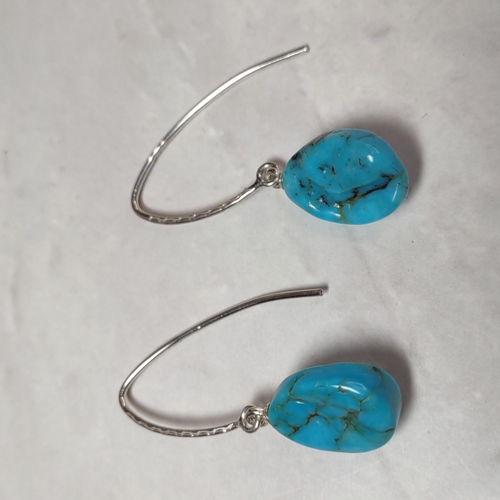 Jay King Turquoise/Sterling Silver Dangle Earrings - Picture 3 of 7